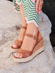 Linzi Brown Lilia Cork Wedges With Rope Detail - Image 1 of 5