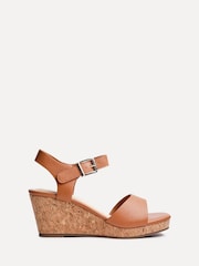 Linzi Brown Sierra PU Cork Wedge Sandals - Image 2 of 5