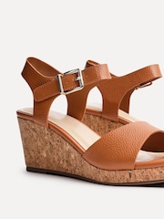 Linzi Brown Sierra PU Cork Wedge Sandals - Image 4 of 5