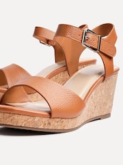 Linzi Brown Sierra PU Cork Wedge Sandals - Image 5 of 5