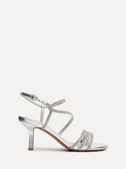 Linzi Silver Charm Criss Cross Diamante Strap Heels - Image 3 of 6