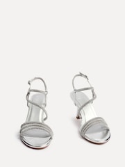 Linzi Silver Charm Criss Cross Diamante Strap Heels - Image 4 of 6