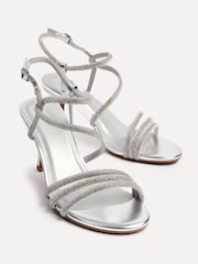 Linzi Silver Charm Criss Cross Diamante Strap Heels - Image 6 of 6