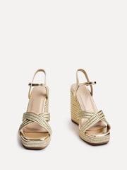Linzi Gold Nikki Cross-Over Front Strap Wedges - Image 3 of 5
