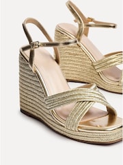 Linzi Gold Nikki Cross-Over Front Strap Wedges - Image 4 of 5