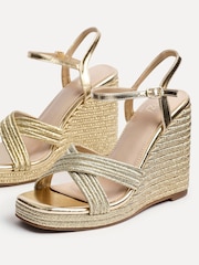 Linzi Gold Nikki Cross-Over Front Strap Wedges - Image 5 of 5