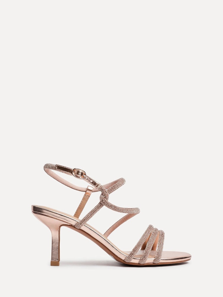 Linzi Pink Charm Criss Cross Diamante Strap Heels - Image 2 of 5