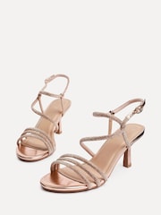 Linzi Pink Charm Criss Cross Diamante Strap Heels - Image 4 of 5