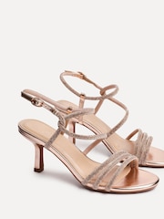 Linzi Pink Charm Criss Cross Diamante Strap Heels - Image 5 of 5
