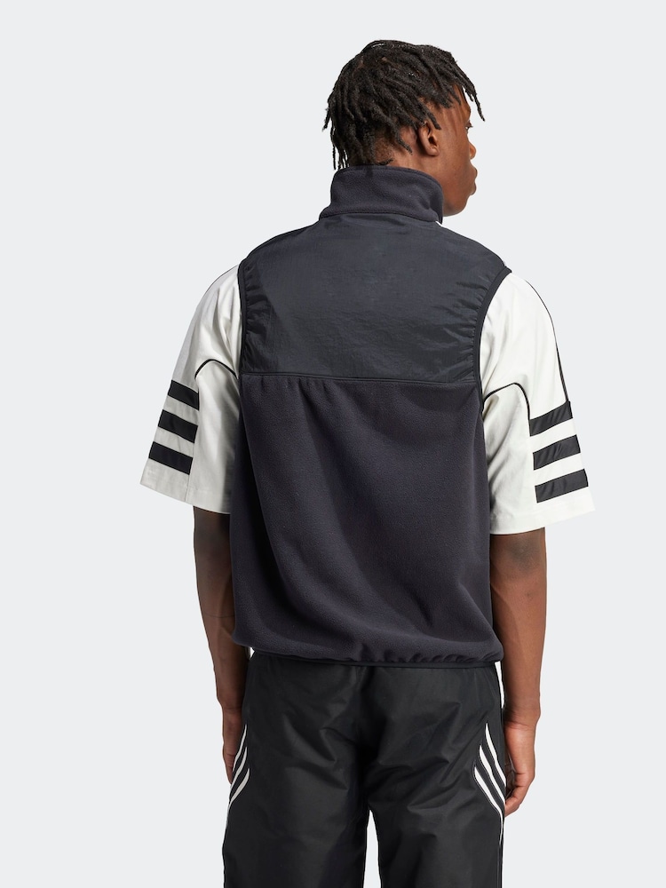 adidas Originals Black Adicolor 3Stripes Microfleece Gilet - Image 2 of 7