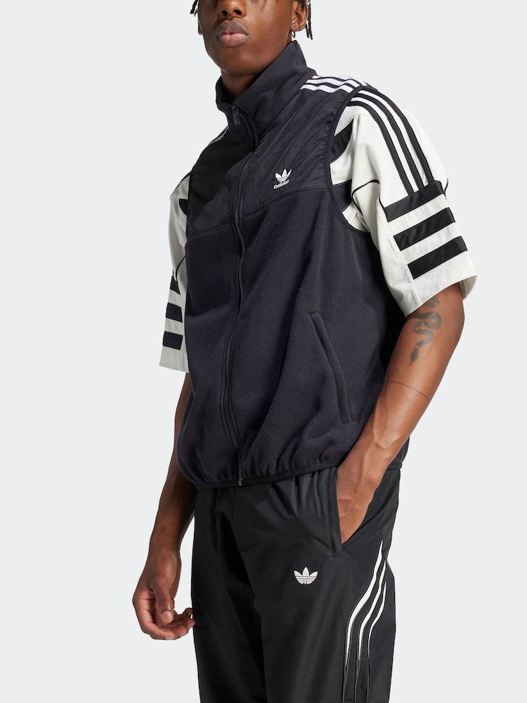 adidas Originals Black Adicolor 3Stripes Microfleece Gilet - Image 4 of 7