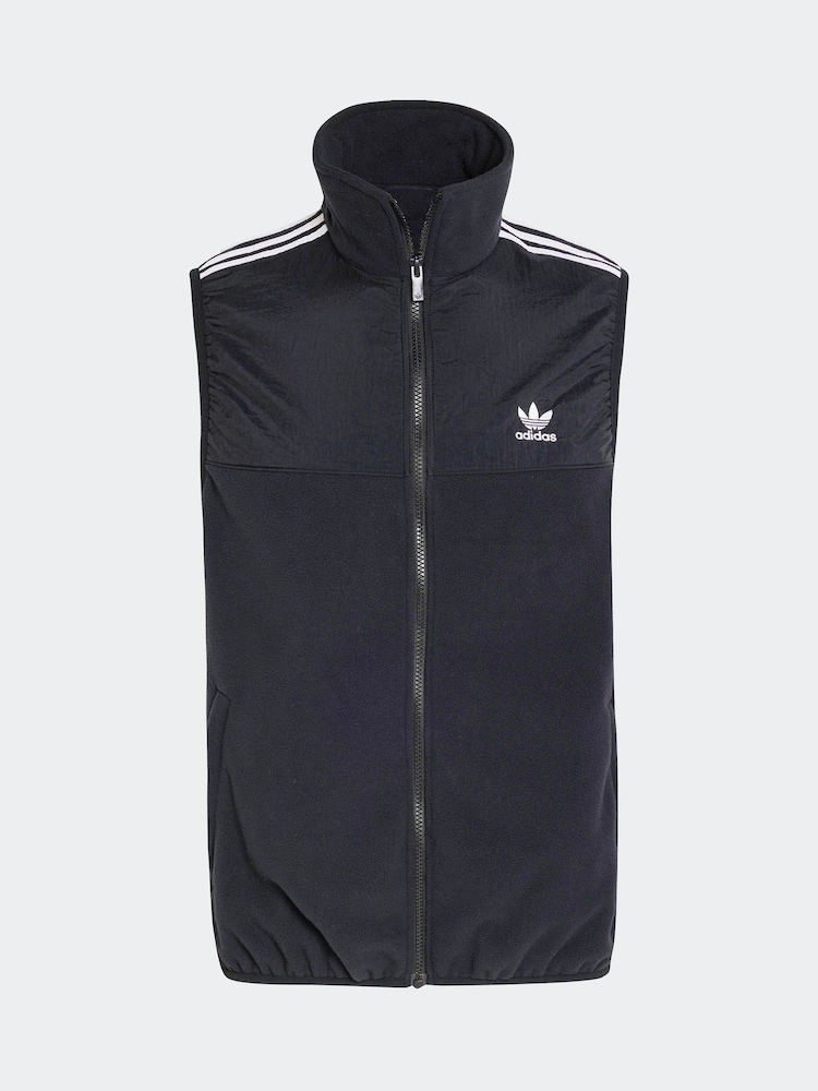 adidas Originals Black Adicolor 3Stripes Microfleece Gilet - Image 7 of 7