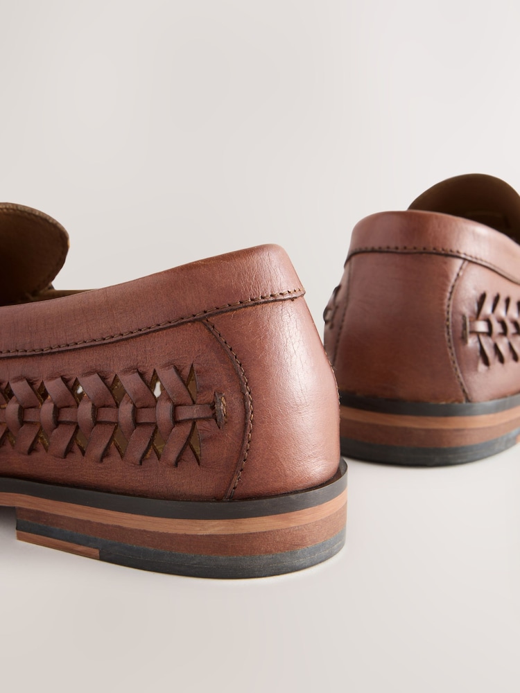 Tan Brown Woven Loafers - Image 5 of 6