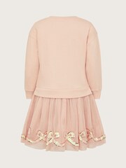 Monsoon Pink Sequin Bow Sweatshirt Dress - Image 3 of 4