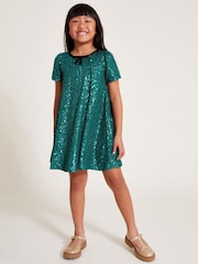Monsoon Green Sienna Sequin A-Line Dress - Image 1 of 8
