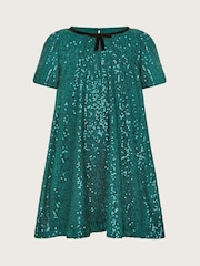 Monsoon Green Sienna Sequin A-Line Dress - Image 6 of 8