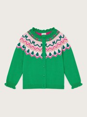 Monsoon Green Christmas Fair Isle Pattern Cardigan - Image 4 of 6