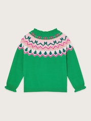 Monsoon Green Christmas Fair Isle Pattern Cardigan - Image 5 of 6