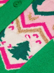 Monsoon Green Christmas Fair Isle Pattern Cardigan - Image 6 of 6