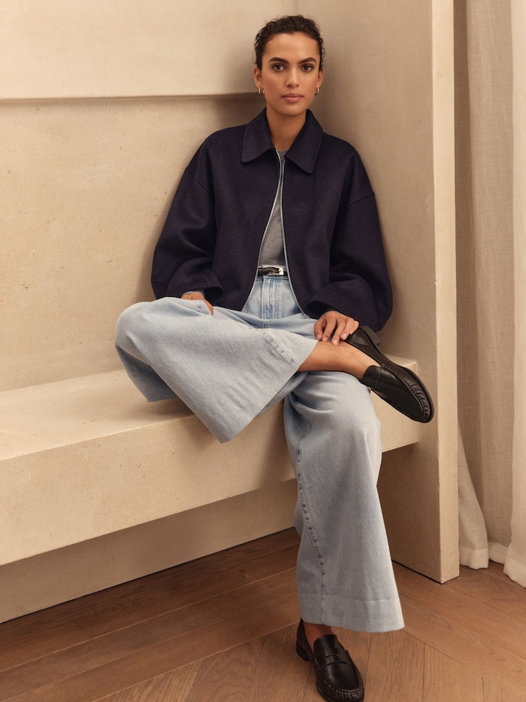 Navy Handsewn Zip Through Jacket - Image 1 of 7