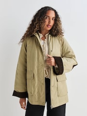 Neutral Lightweight Padded Jacket with Cord Collar - Image 1 of 11