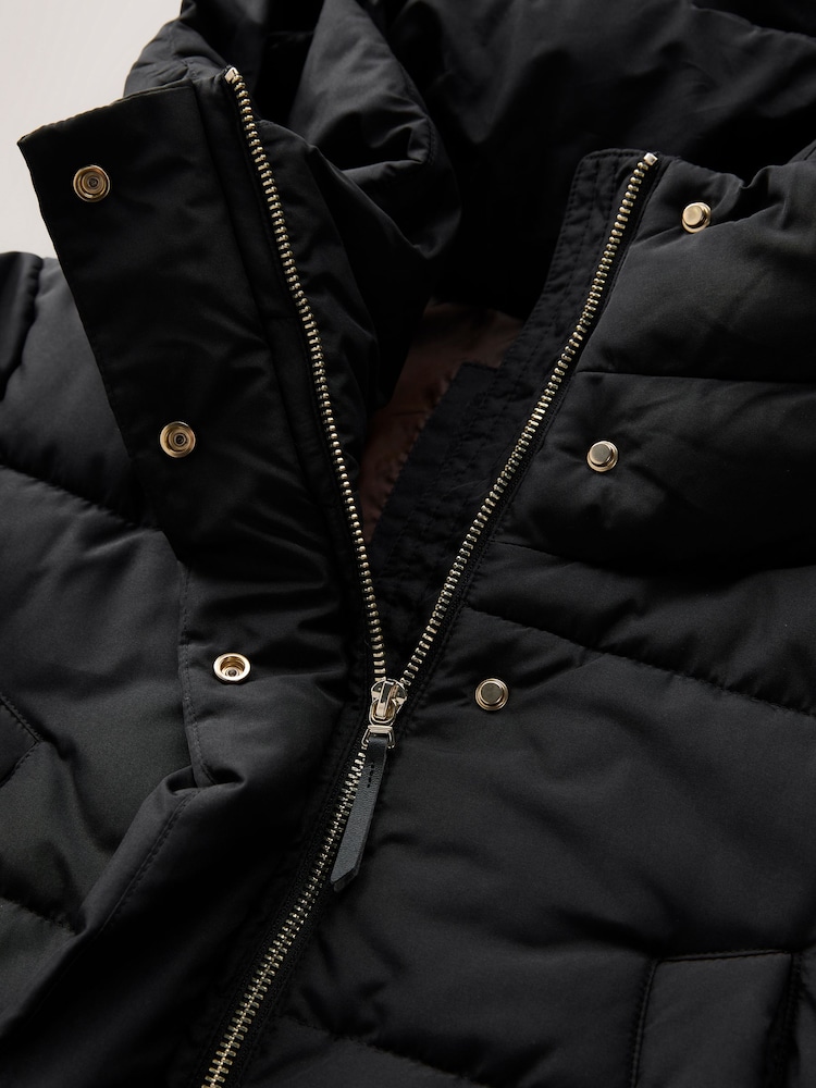 Black Shower Resistant Padded Hooded Coat - Image 9 of 9 Black Shower Resistant Padded Hooded Coat - Image 9 of 9