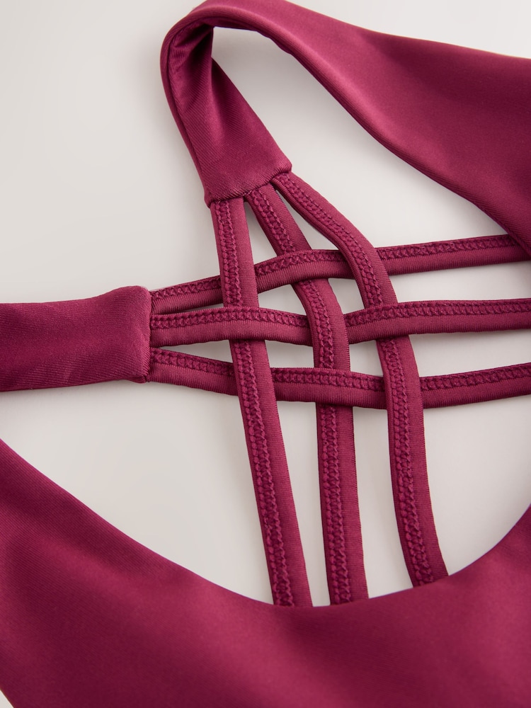 Burgundy Red Active Cross Back Bra - Image 7 of 8