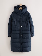 Navy Blue Shower Resistant Padded Hooded Coat - Image 1 of 3