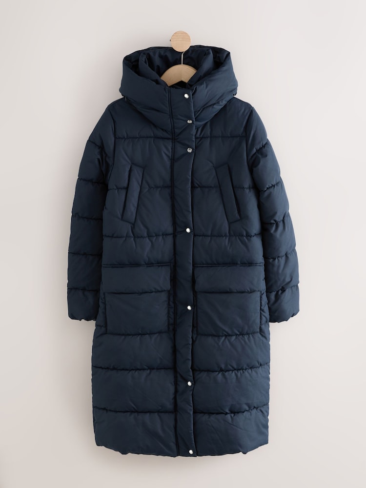 Navy Blue Shower Resistant Padded Hooded Coat - Image 1 of 3