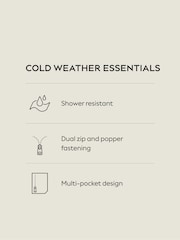 Navy Blue Shower Resistant Padded Hooded Longline Coat - Image 5 of 9