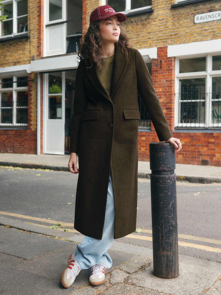 Olive Green Revere Coat - Image 2 of 10 Olive Green Revere Coat - Image 2 of 10