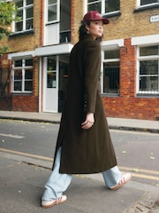 Olive Green Revere Coat - Image 4 of 10