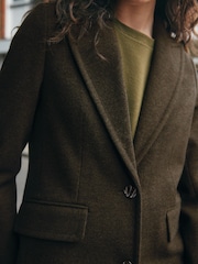 Olive Green Revere Coat - Image 5 of 10
