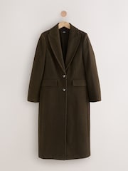 Olive Green Revere Coat - Image 6 of 10
