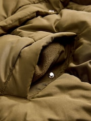 Khaki Green Shower Resistant Padded Hooded Coat - Image 10 of 11