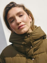 Khaki Green Shower Resistant Padded Hooded Coat - Image 5 of 11