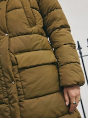 Khaki Green Shower Resistant Padded Hooded Coat - Image 7 of 11