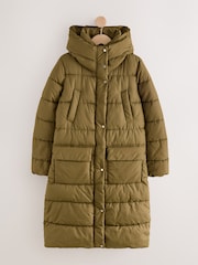 Khaki Green Shower Resistant Padded Hooded Coat - Image 8 of 11