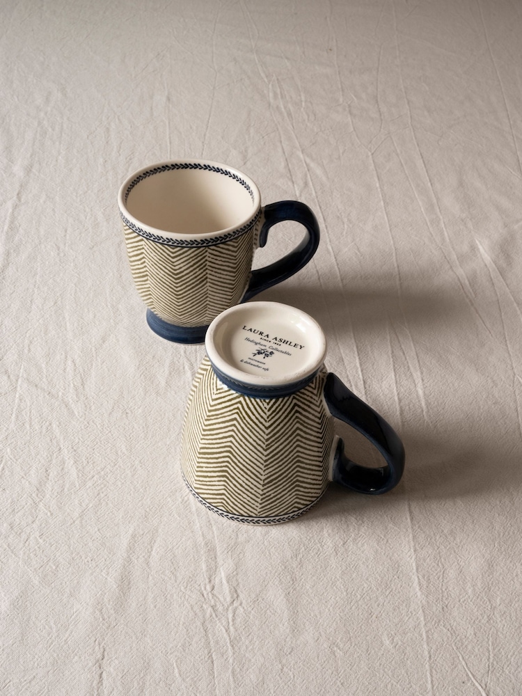 Laura Ashley Set of 2 Green Edwin Small Mugs - Image 2 of 3