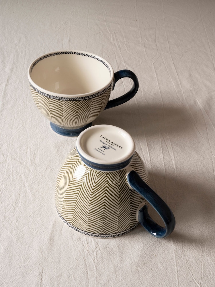 Laura Ashley Set of 2 Green Edwin Large Mugs - Image 2 of 3