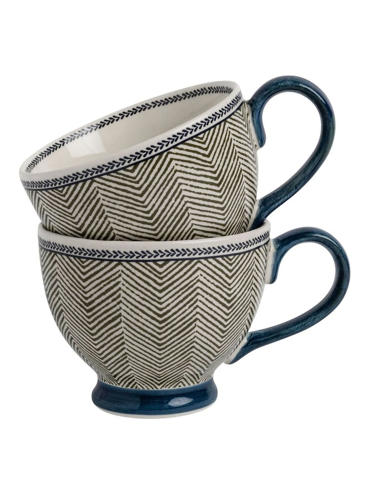 Laura Ashley Set of 2 Green Edwin Large Mugs - Image 3 of 3