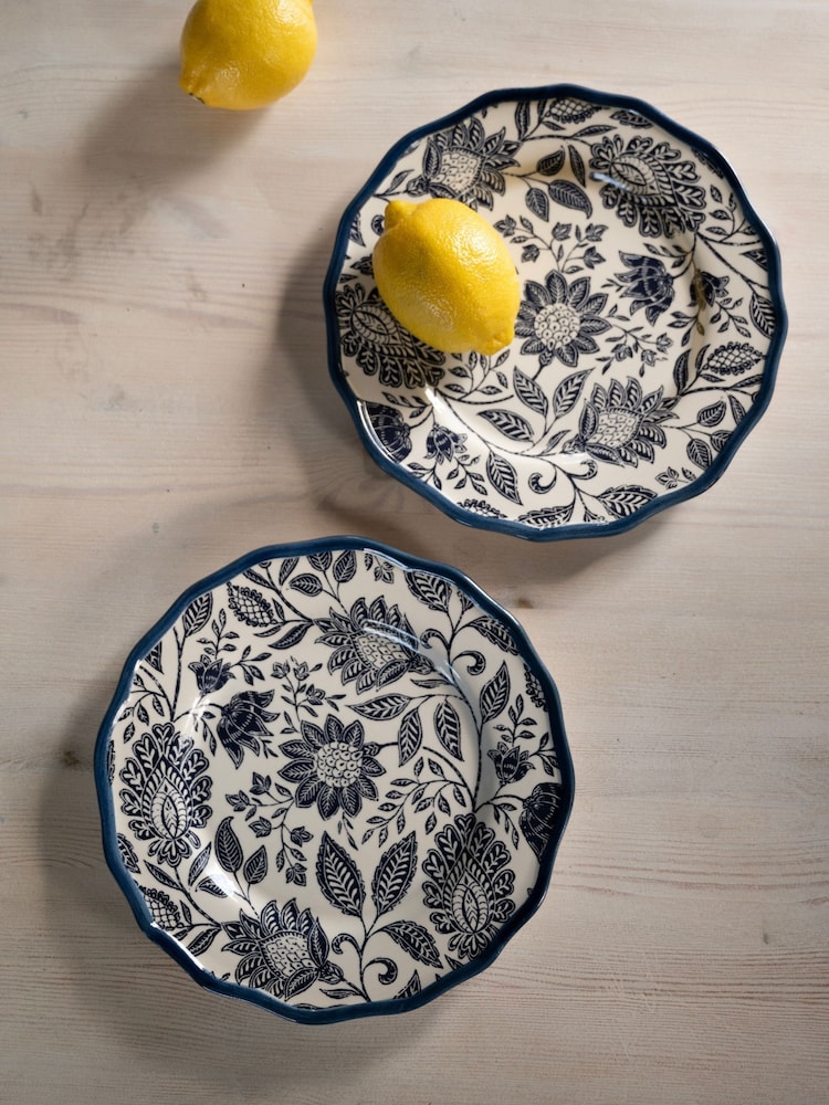 Laura Ashley Blue Set of 2 Hedingham 21cm Side Plates - Image 1 of 3