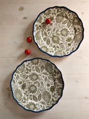 Laura Ashley Green Set of 2 Hedingham 27cm Dinner Plates - Image 1 of 3