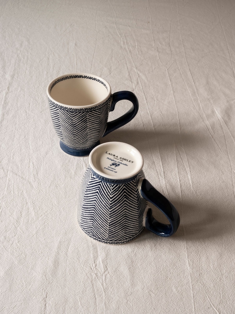 Laura Ashley Set of 2 Blue Edwin Small Mugs - Image 2 of 3