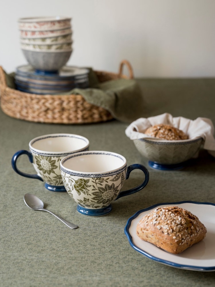 Laura Ashley Set of 2 Green Hedingham Large Mugs - Image 1 of 3 Laura Ashley Set of 2 Green Hedingham Large Mugs - Image 1 of 3