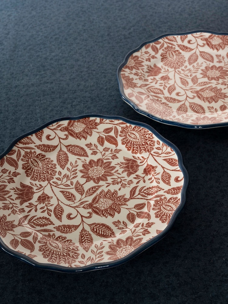 Laura Ashley Terracotta Set of 2 Hedingham 27cm Dinner Plates - Image 2 of 3