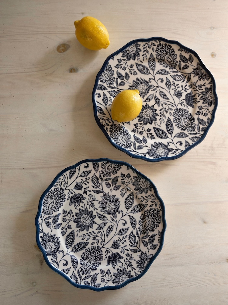 Laura Ashley Blue Set of 2 Hedingham 27cm Dinner Plates - Image 1 of 3