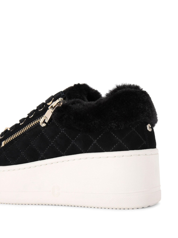 Carvela Connected Zip Faux Fur Fleece Trainers - Image 5 of 5