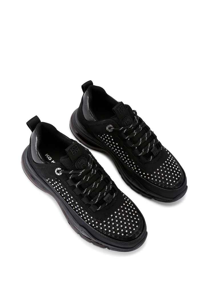 KG Kurt Geiger Legit Lace Up Bling Black Trainers - Image 2 of 5 KG Kurt Geiger Legit Lace Up Bling Black Trainers - Image 2 of 5