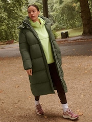 Khaki Green Shower Resistant Long Padded Coat - Image 1 of 13